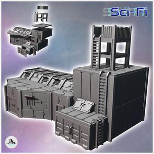 Futuristic fortified base with steel walls and observation tower with ladders (34) - Future Sci-Fi SF Post apocalyptic Tabletop Scifi Wargaming Planetary exploration RPG Terrain