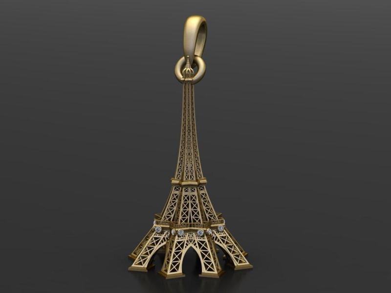 Eiffel Tower gold pendant3D printable model