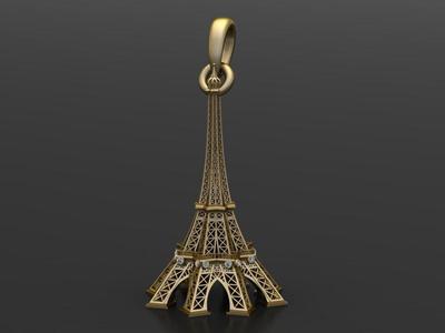 Eiffel Tower gold pendant3D printable model