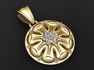 gold floral pendant  3D printable model