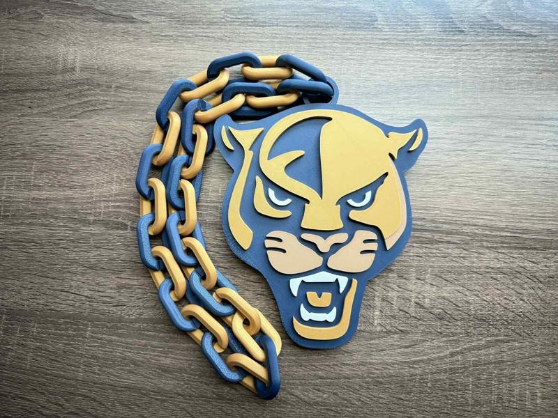 Florida International Panthers Logo Oversized Necklace, Pendant Chain