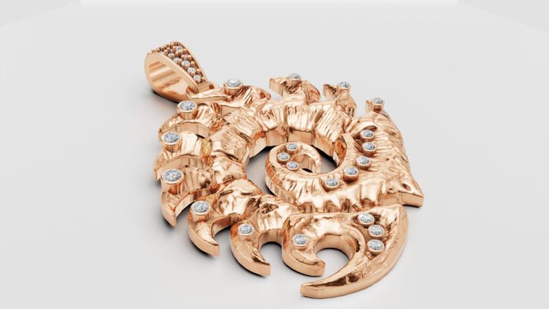 3D Gold Pendant 3D Printable Model