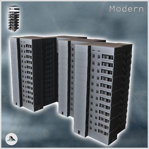 Modular set of modern multi-storey concrete buildings (5) - Modern WW2 WW1 World War Diaroma Wargaming RPG Mini Hobby