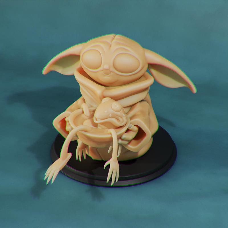 Baby Yoda feat Kermit