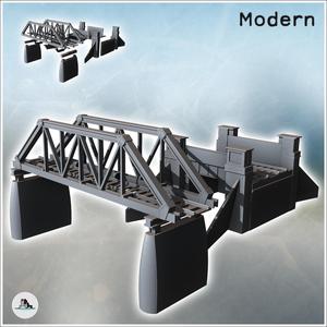 Set of two modern railway bridges with pillars and brick railings (3) - Modern WW2 WW1 World War Diaroma Wargaming RPG Mini Hobby
