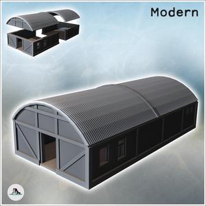 Storage hangar with curved roof and multiple windows (4) - Modern WW2 WW1 World War Diaroma Wargaming RPG Mini Hobby
