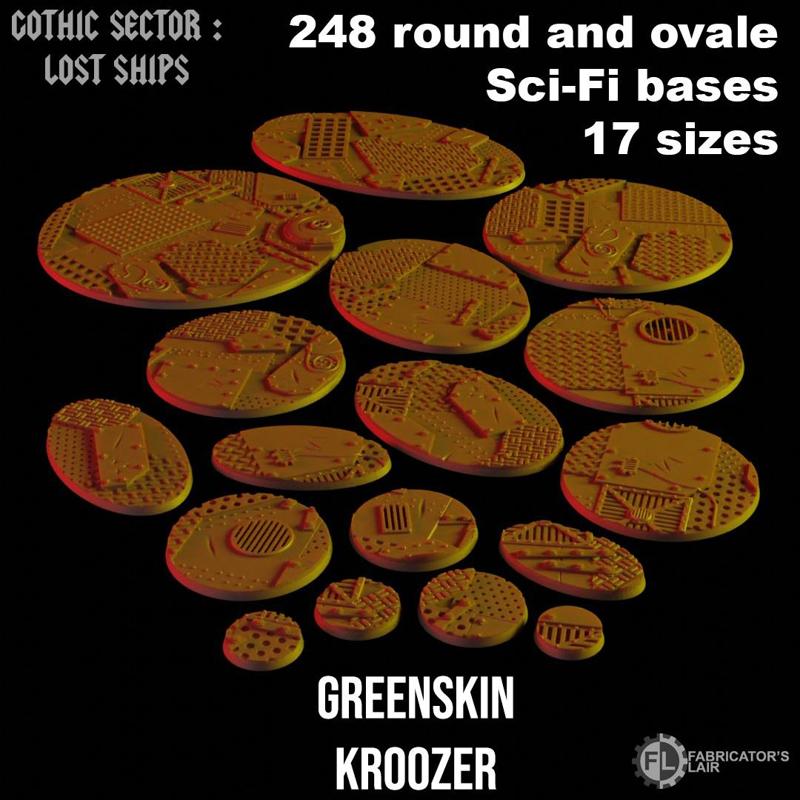 Greenskin Kroozer - 248 ROUND AND OVALE SCI-FI BASES 17 SIZES
