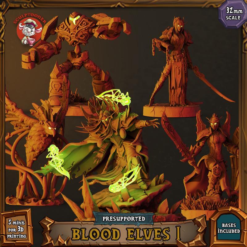 Blood Elves 1 - 32mm scale pre-supported squad
