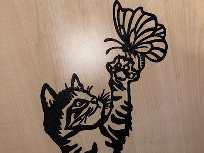 Cat with Butterfly Wall Decoration