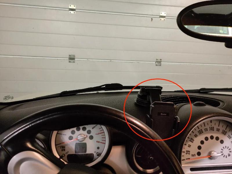 Smartphone Mount MINI-n Cooper Cabrio 1.6 2010 (No screwing on the car)   
