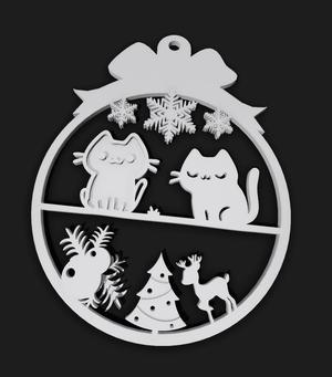 Christmas ball on the tree - cats