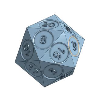 D20 dice simple (1in, 1.5in, and 2in tall)