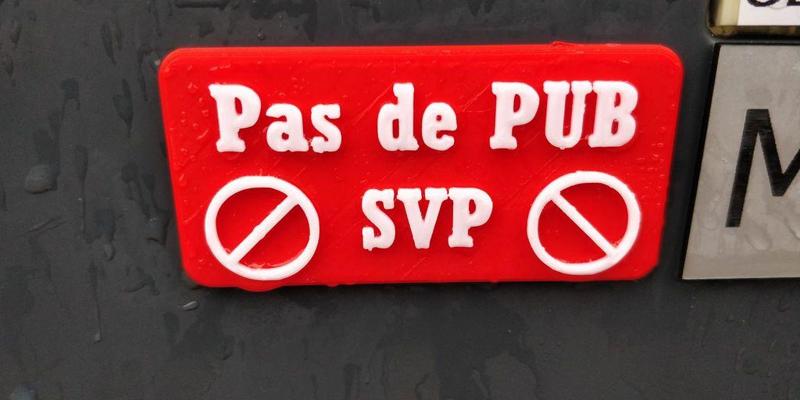 Plaquette "PAS DE BUB SVP"