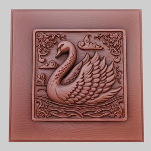 The swan swims on the water 3d printer model animal model obj stl