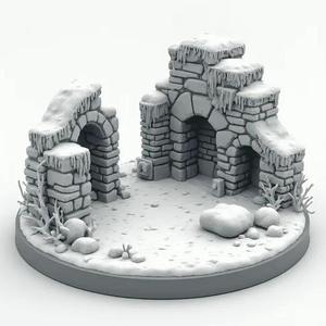 Frozen Ruins 80mm Scenic Base for Wargaming Miniatures