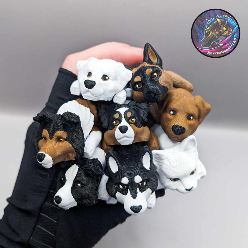 Baby Dog and Cat Flexi Keychains (Set of 8.)