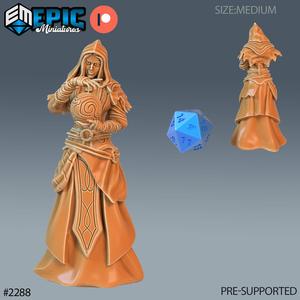 Arcane Sorceress Crystal Ball ‧ DnD Miniature ‧ Tabletop Miniatures ‧ Gaming Monster ‧ 3D Model ‧ RPG ‧ DnDminis ‧ STL FILE