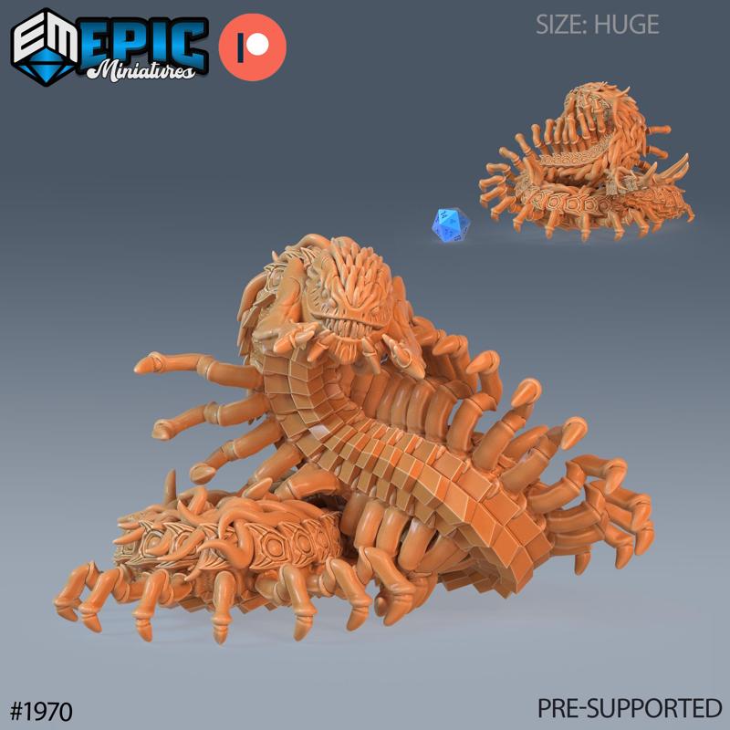 Giant Centipede ‧ DnD Miniature ‧ Tabletop Miniatures ‧ Gaming Monster ‧ 3D Model ‧ RPG ‧ DnDminis ‧ STL FILE