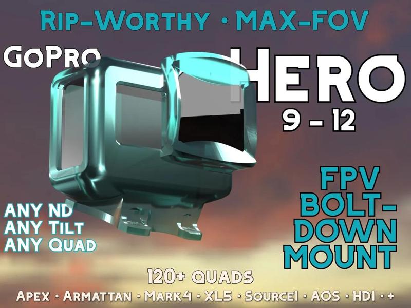 Rip-Worthy: GoPro Hero 9 - 13 + 4k, TPU Drone Mounts, Max FOV   