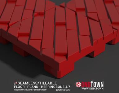 3D Modular Dungeon Tile: Floor - Plank - Herringbone 4.7 (WORN/DEEP) - DnD Town Minis (www.dnd.town)
