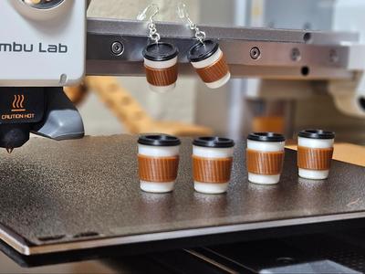 3D Cappuccino Cup Earrings