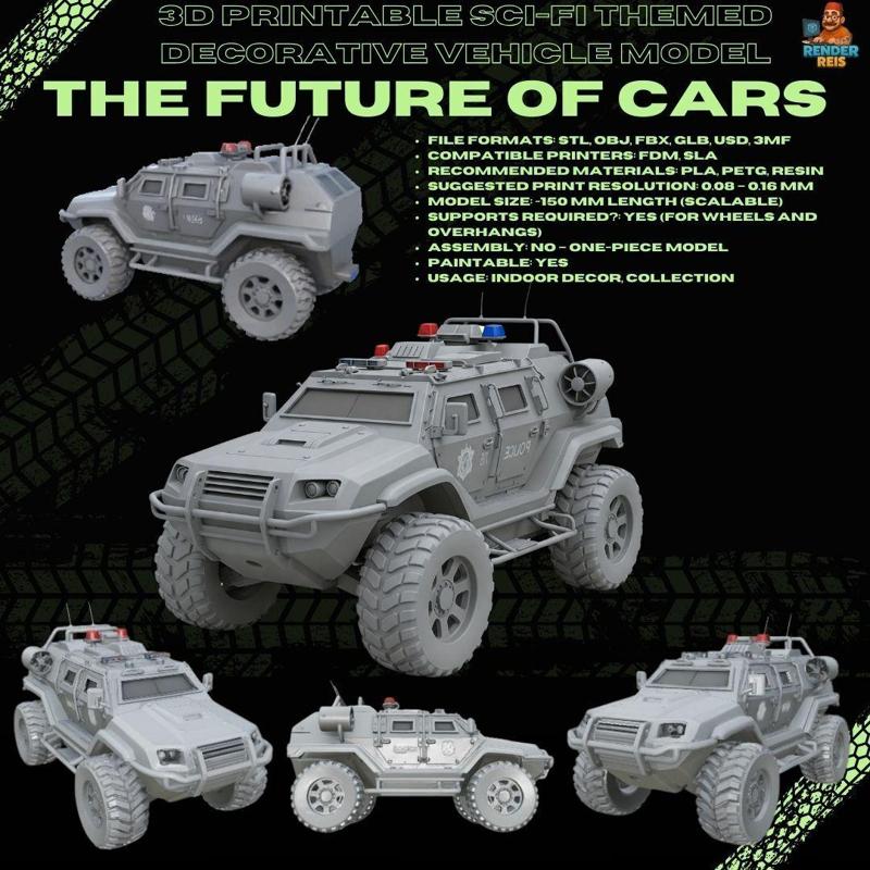 3D Printable Police Tactical Vehicle – Armored Intervention Truck Model