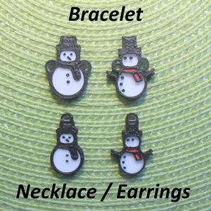 4 Snowman Necklaces, Bracelets, Earrings, Jewelry