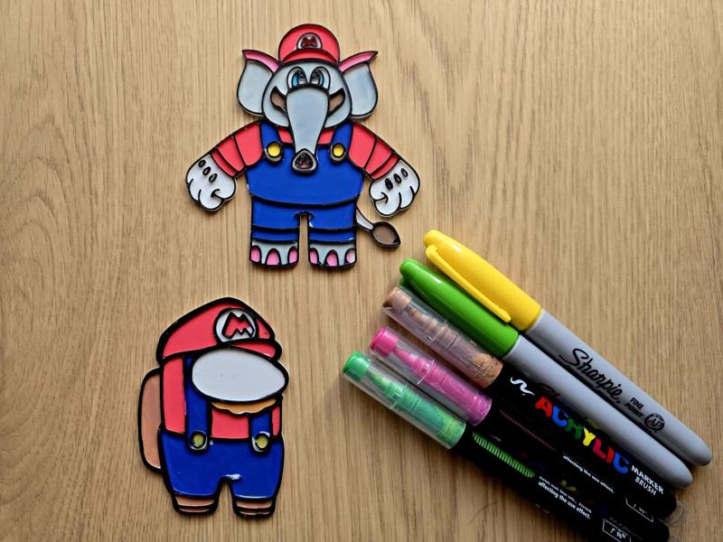 Mario Among Us Elephant DIY Coloring Fun Craft