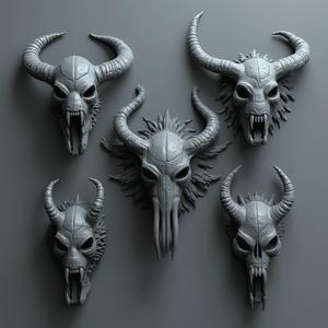 Chaos Demon Skull Bits Set for Wargaming Miniatures