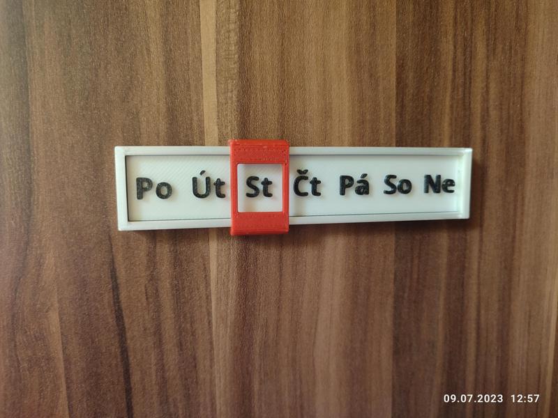 Posuvný kalendář na dny v týdnu