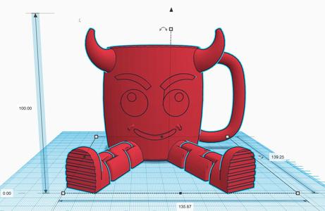 emogi red demon mate mug with flexys feet