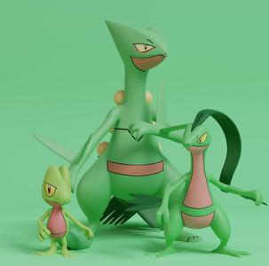 Pokemon - Treecko, Grovyle and Sceptile with 2 poses