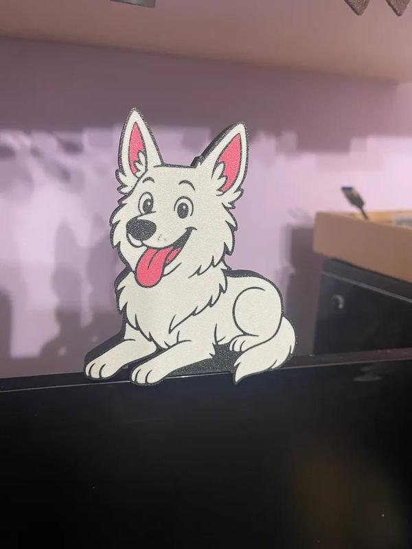 Cartoon White Swiss Shepherd Monitor Buddy   