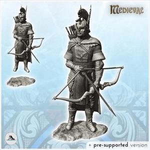 Observation archer commander with full armor and helmet (23) - Medieval RPG D&D Gothic Feudal Old Archaic Saga 28mm 15mm