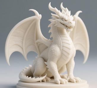 046 Menacing Fairytale Dragon in Ivory, character, monster, fantasy, art, sculpture, model, animal, 3d model, statue, creature, magic, 3d print, collectible, cat, wood, dragon, sword, base, warrior, wild, dog