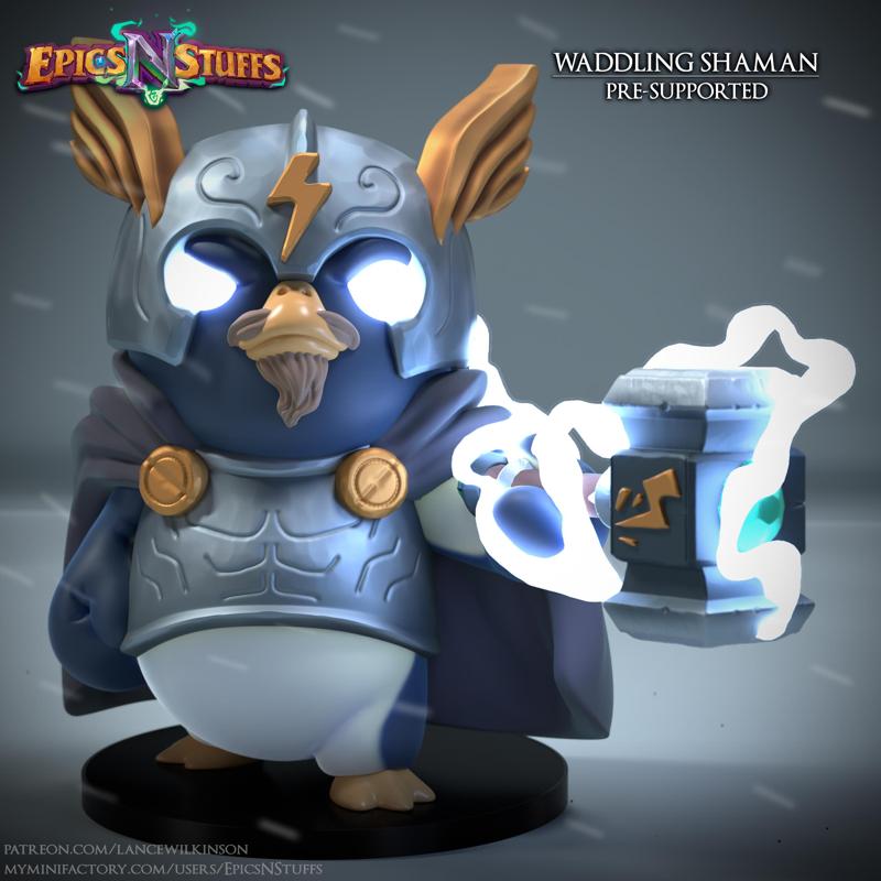 Waddling Shaman Miniature - Pre-Supported