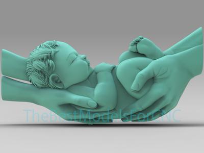 3D Model STL File for CNC Router Laser & 3D Printer Hands Holding Baby