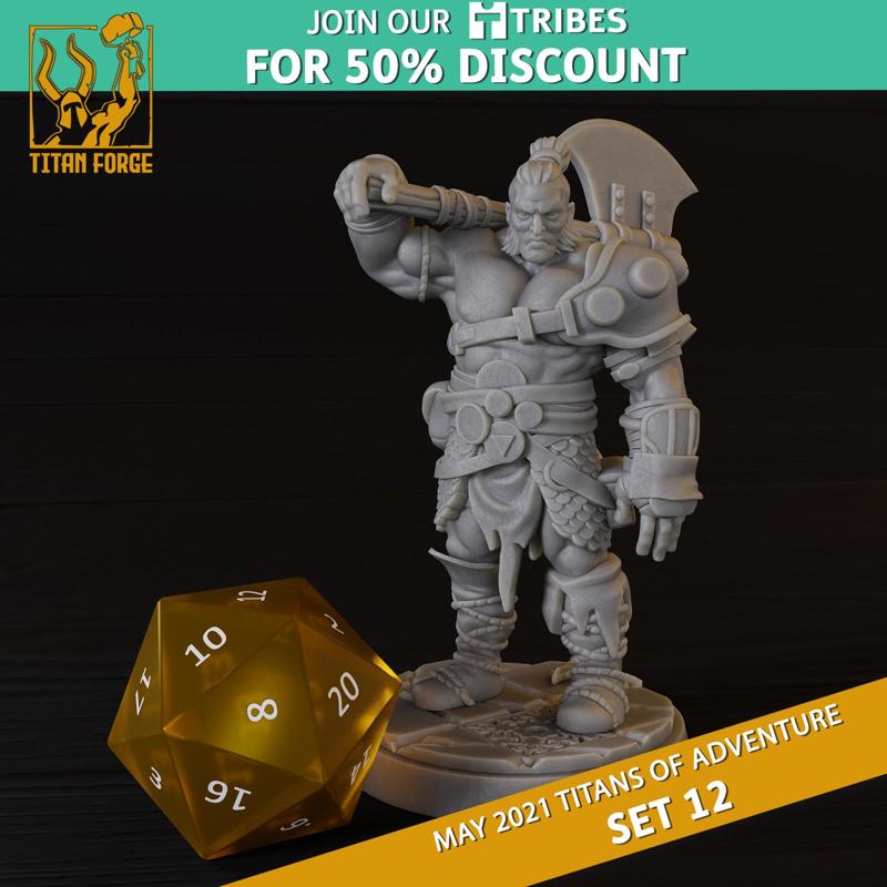 Half-Orc Male Barbarian - RPG Hero Character D&D 5e - Titans of Adventure Set 12