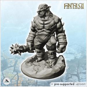 Solid troll in armor with spiked club (14) - Medieval Fantasy Magic Feudal Old Archaic Saga 28mm 15mm Chaos Darkness Demon