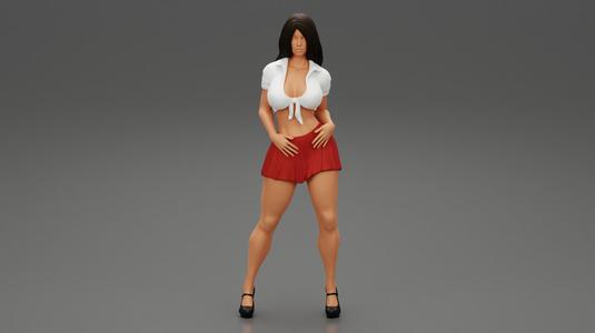 Sexy School Girl posing in Short Skirt