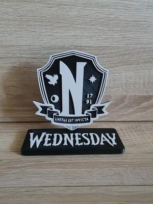 Nevermore Academy logo - Wednesday Style Stand   