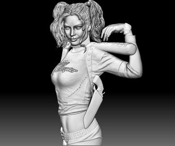 Harley Quinn STL file 3d model portrait relief for CNC router