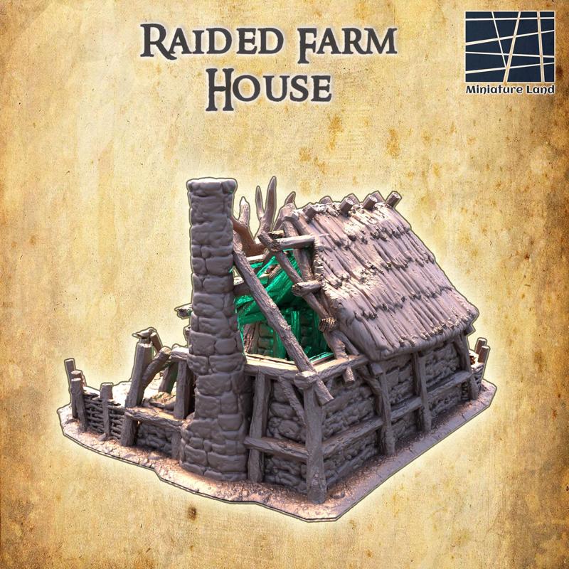 Raided Farm House - Tabletop Terrain - 28 MM
