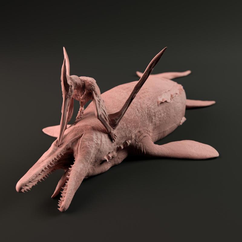 Tylosaurus dead 1-35 scale pre-supported marine reptile