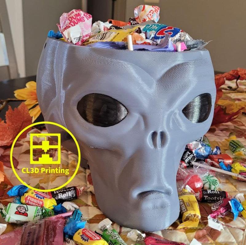 Gray Alien Candy Bowl / Basket 