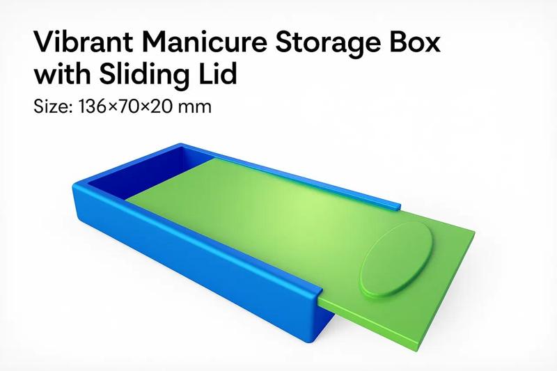 Ergonomic manicure tool box with dimensions of 136×70×20 mm   