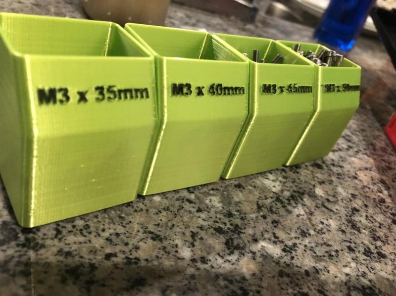 38x38 tall parts bins with M3 screw labels