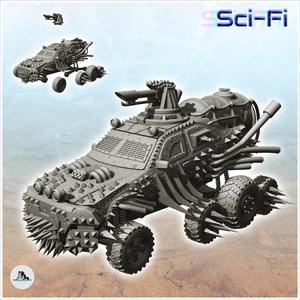 Post-apo tank vehicle with central turret on top (6) - Future Sci-Fi SF Post apocalyptic Tabletop Scifi