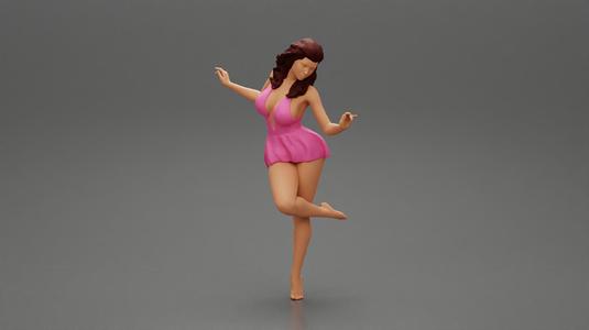 Sexy Woman In Dress Having Fun Holding One Leg