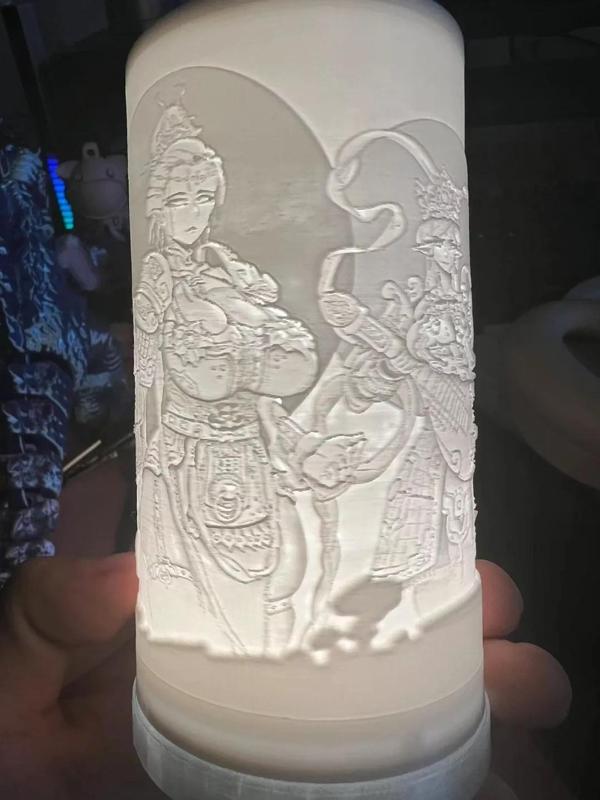 Four Heavenly Kings Bamboo Lithophane Lamp White Single Color Print